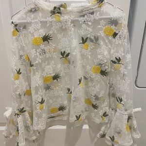 Lace bell sleeve blouse